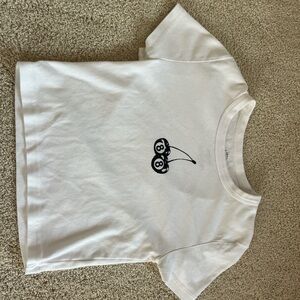 PacSun White Crop Top with Black Graphic